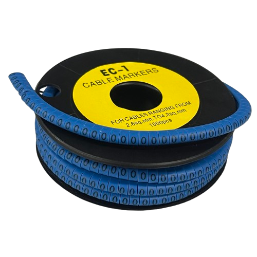 Grippes Cable Marker Blue - O on a spool for organized cable management and identification