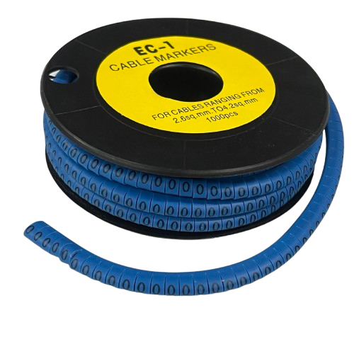 Grippes Cable Marker Blue - O on a spool for organizing cables from 2.5mm to 25mm
