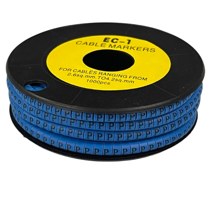 Grippes Cable Marker Blue - P for organizing cables from 2.6mm to 3.6mm, with 1000 pieces on a roll