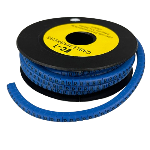 Grippes Cable Marker Blue - R on a spool for organized cable management solutions
