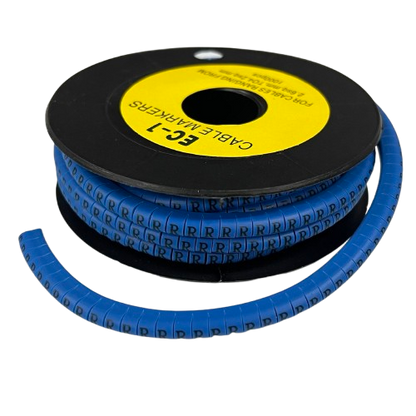 Grippes Cable Marker Blue - R on a spool for organized cable management solutions