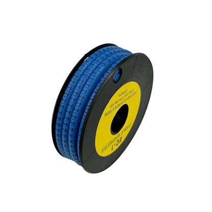 Grippes Cable Marker Blue - T on a spool for organized cable management in workspace