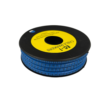 Grippes Cable Marker Blue - T on a spool for organizing and identifying cables easily