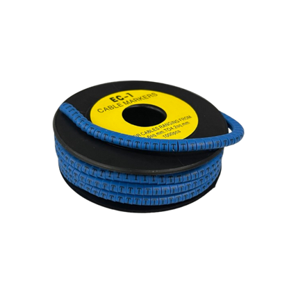 Grippes Cable Marker Blue - T on a spool, ideal for organizing and identifying cables
