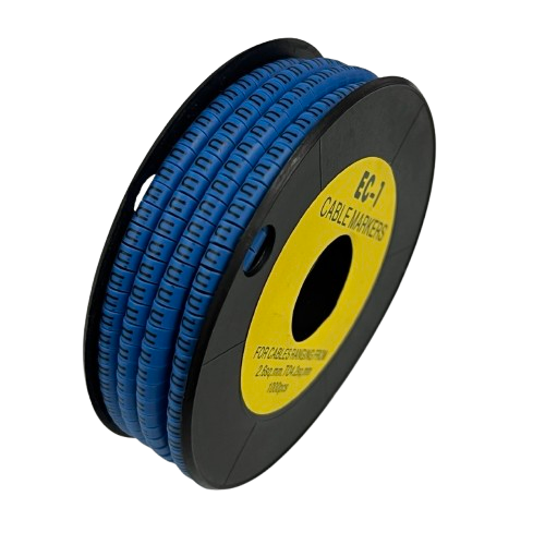 Cable Marker Blue - U on a spool for organizing and identifying cables in professional setups