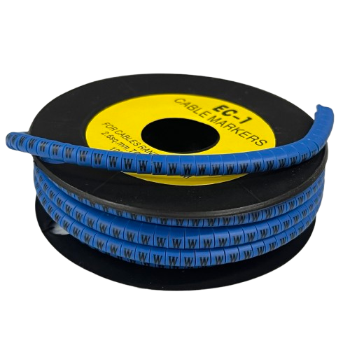 Grippes Cable Marker Blue - W on a spool for organizing and identifying cables