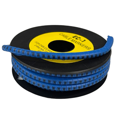Grippes Cable Marker Blue - W on a spool for organizing and identifying cables