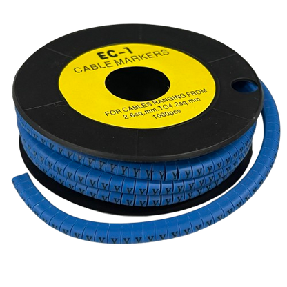 Grippes Cable Marker Blue - Y for organizing cables, 1000 pieces on a spool for easy application