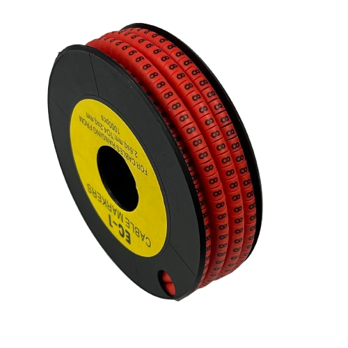 Grippes 1000pcs Cable Marker Red - 8 on a spool for organizing and identifying cables easily