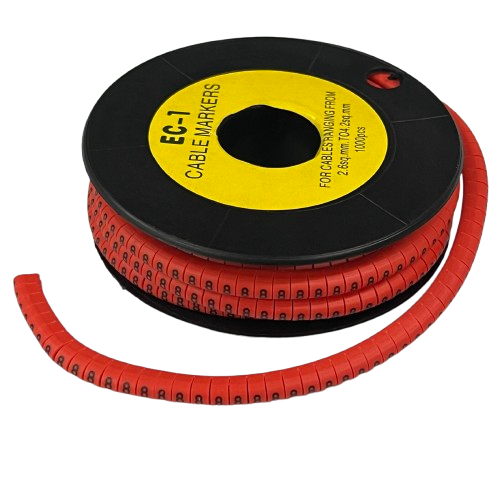 Grippes 1000pcs Cable Marker Red - 8 on a spool, ideal for organizing and labeling cables efficiently