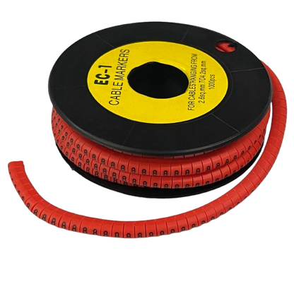 Grippes 1000pcs Cable Marker Red - 8 on a spool, ideal for organizing and labeling cables efficiently