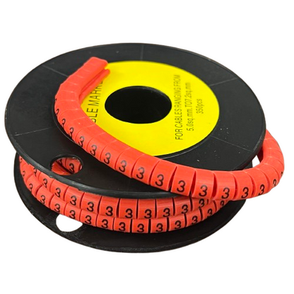 Grippes Cable Marker Red - 3 on a spool for organized cable management and easy identification