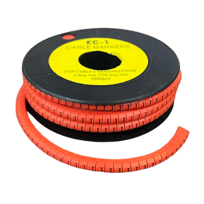 Grippes Cable Marker Red - K on a spool, designed for organizing cables ranging from 2.65mm to 4.3mm