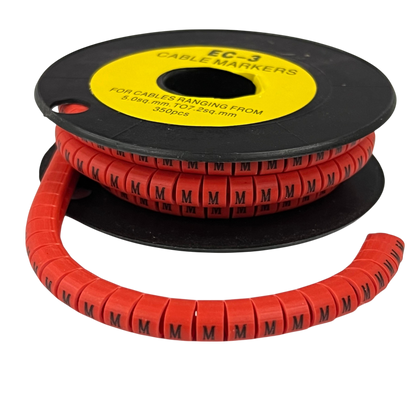 Grippes Cable Marker Red - M on a spool for organizing cables from 6mm to 28mm in diameter