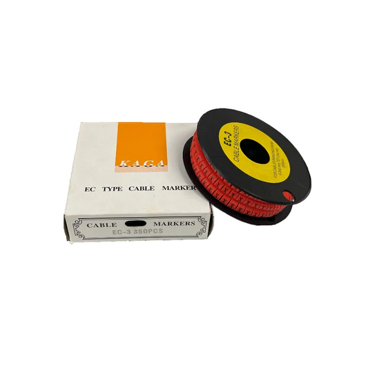 Grippes Cable Marker Red - X on a spool with packaging showing EC-3 for organizing cables