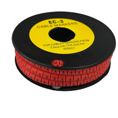 500pcs Cable Marker Red - A on a spool for organizing and identifying cables easily