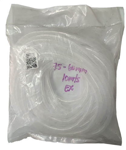 Clear cable wrap 10 meters length coiled inside transparent plastic packaging for cable management