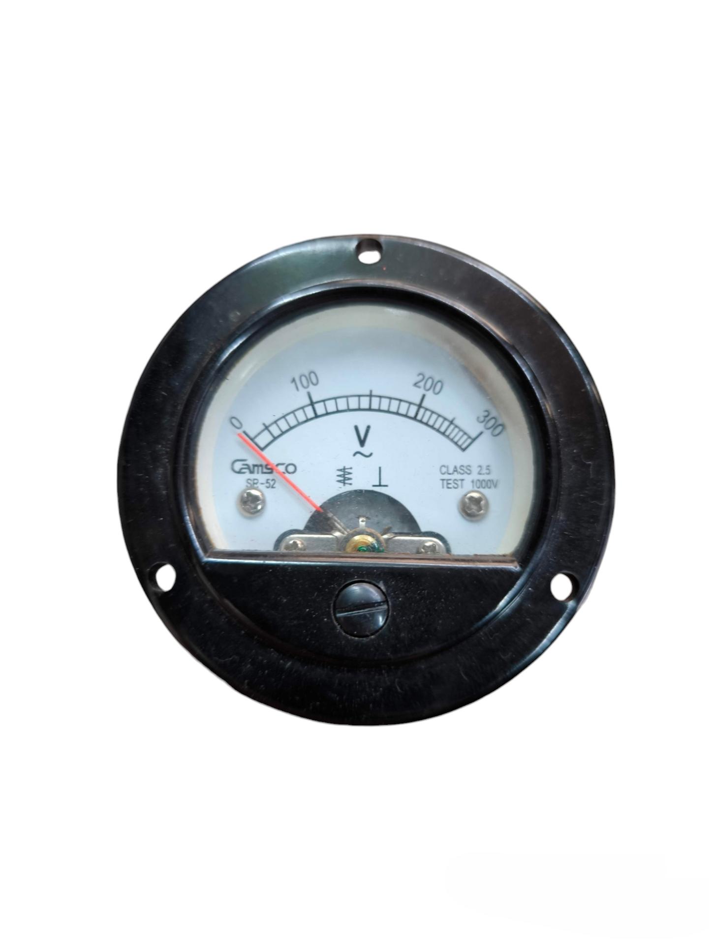 Camsco Panel Meter 300V AC 52mm with analog dial and black circular frame for voltage measurement