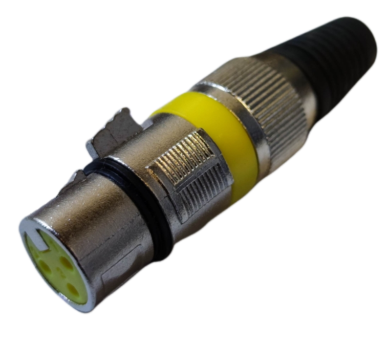 Studio equipment Canon Jack XLR Female connector with metal casing and yellow insulation ring