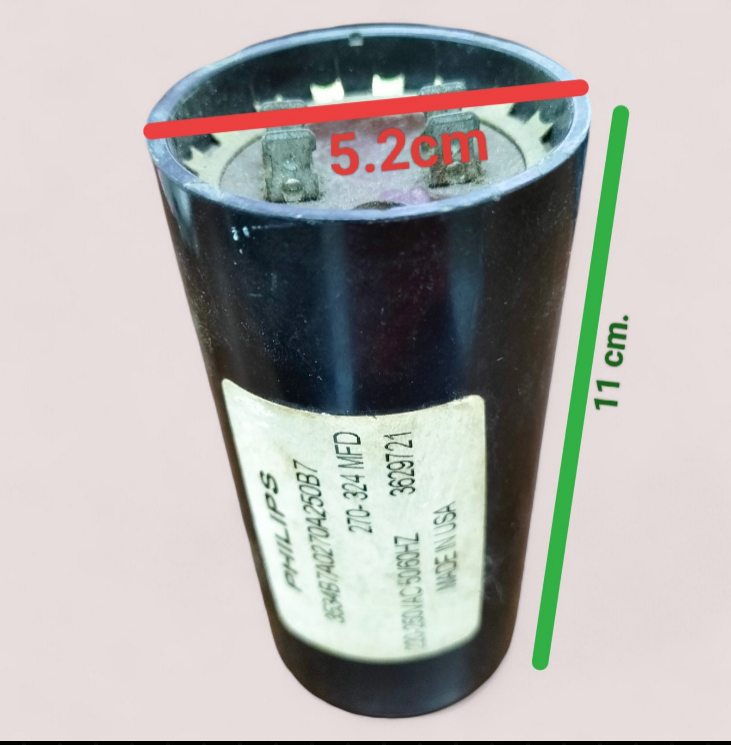 Philips Electrical Capacitor with dimensions 5.2cm x 11cm for circuit applications
