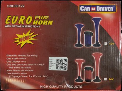 Electx Electrical Supply 12V air horn for vehicles Euro Air Horn kit with fitting instructions and wiring materials