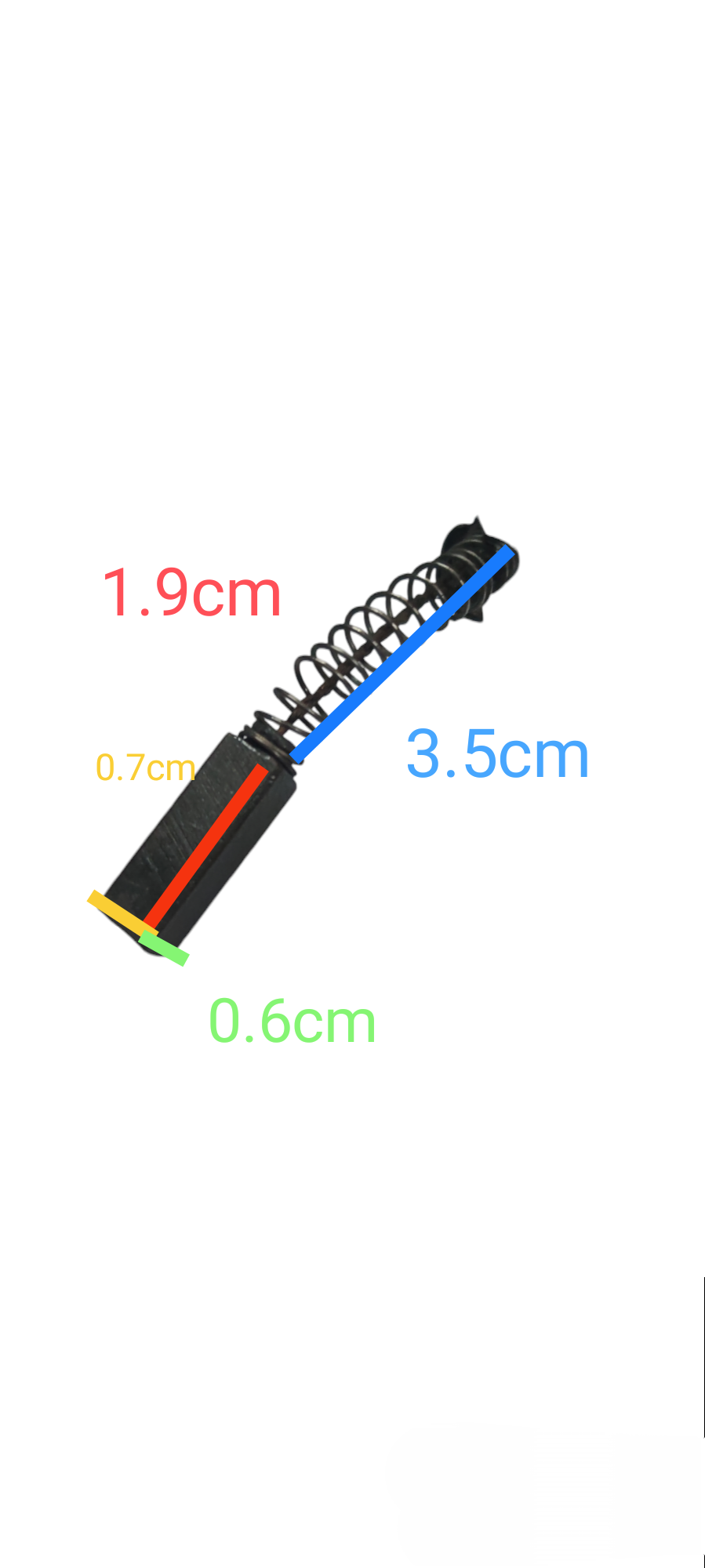 Tokina power tool carbon brush with spring showing measurements featuring Carbon Brush Different Kinds