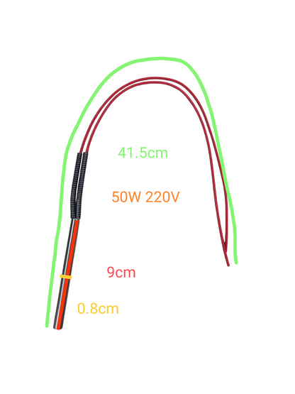 Local electric heater Cartilage Heating Element with 50W 220V power and 41.5cm wire length