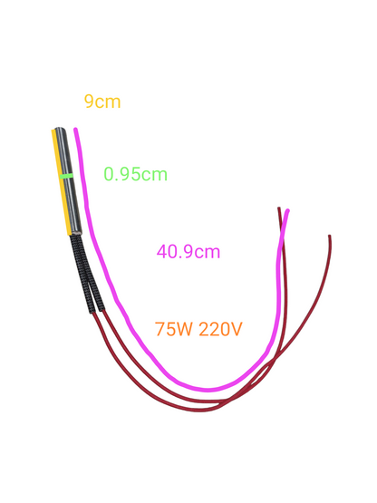 Local electric heater Cartilage Heating Element with 75W 220V specification and detailed wire measurements