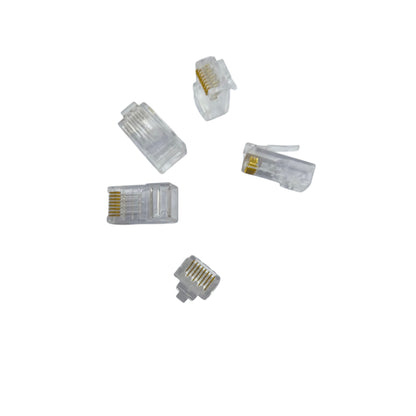 AMP CAT 6E RJ45 plug connector set with clear casing for secure network connections