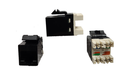 AMP network access points showing components of a cat6 24 port patch panel connector module