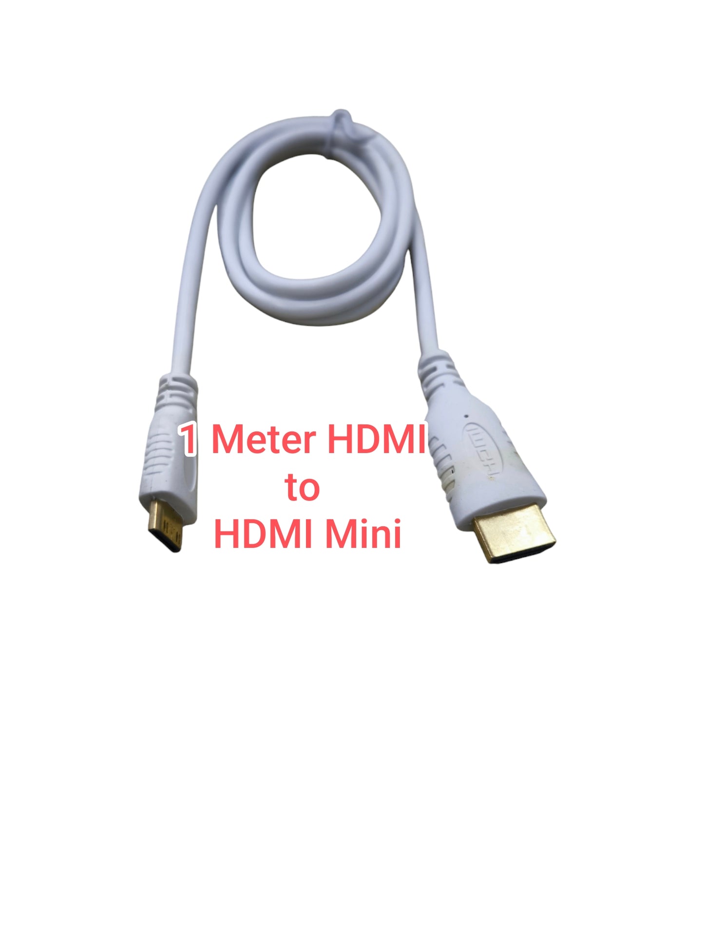 White 1 meter HDMI to HDMI Mini cable for high-speed digital video and audio connections