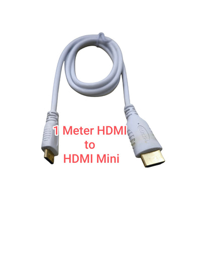 White 1 meter HDMI to HDMI Mini cable for high-speed digital video and audio connections