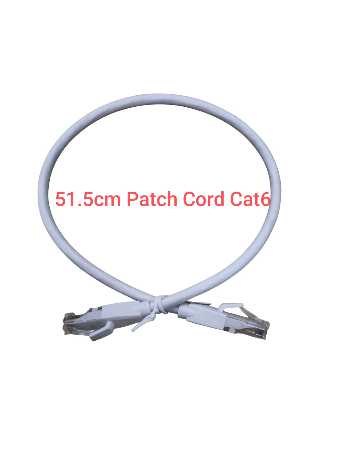 White CAT6 patch cable white 51.5cm with RJ45 connectors for high-speed network connections
