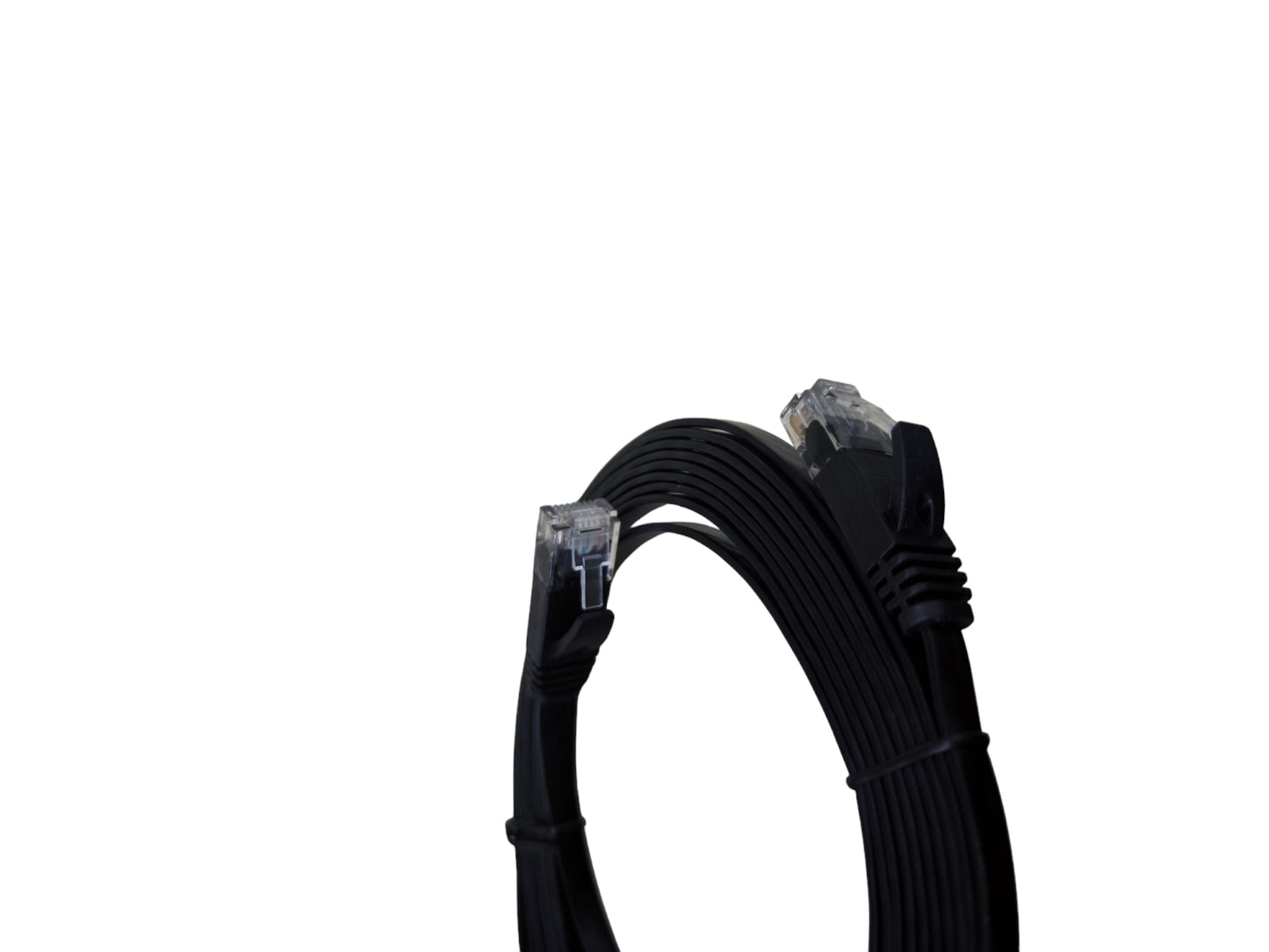 Black Ethernet cable with RJ45 connectors, contrasting with the CAT6 patch cable white keyword