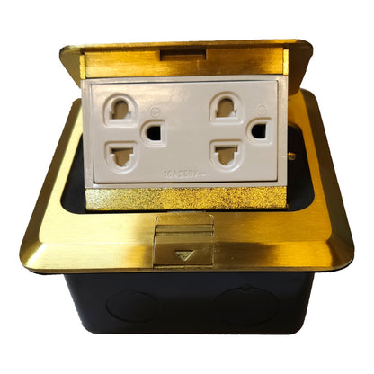Omni Pop-Up Floor Outlet Square 2 Gang Universal Outlet 15A 220V with Ground and Utility Box WFM-002