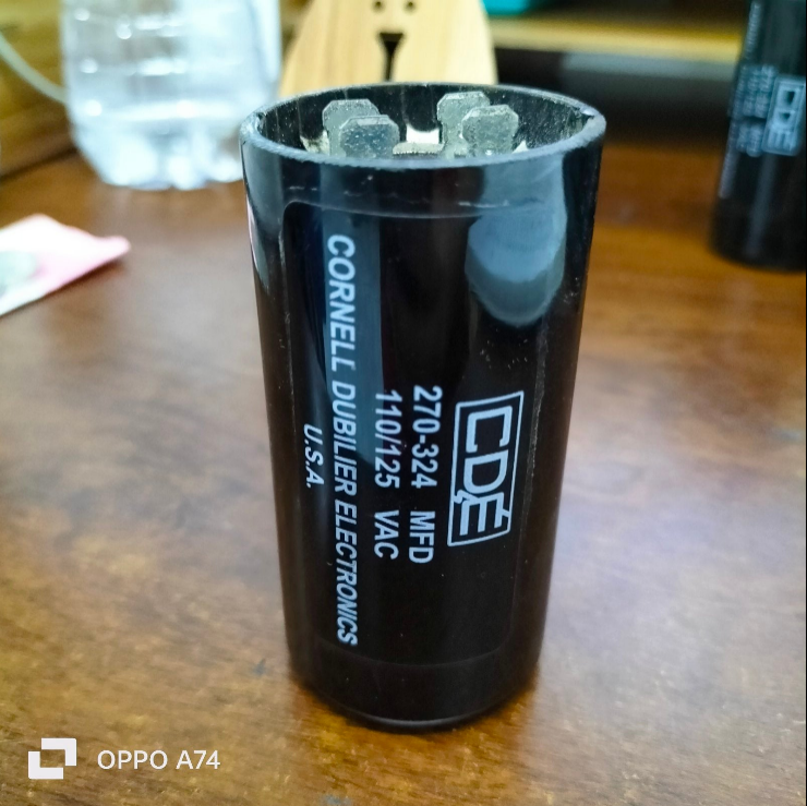 CDE 110-125V motor start capacitor with 270-324 MFD rating for electrical applications