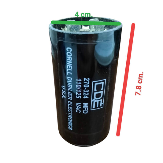 BMI Motor Starting Capacitor 270-324 UF black cylindrical capacitor with metal terminals