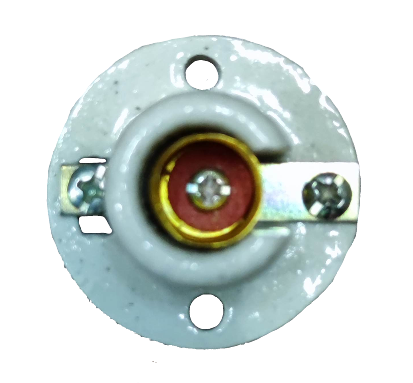 E12 Porcelain Socket Receptacle 2A white round porcelain base with brass contact and mounting holes