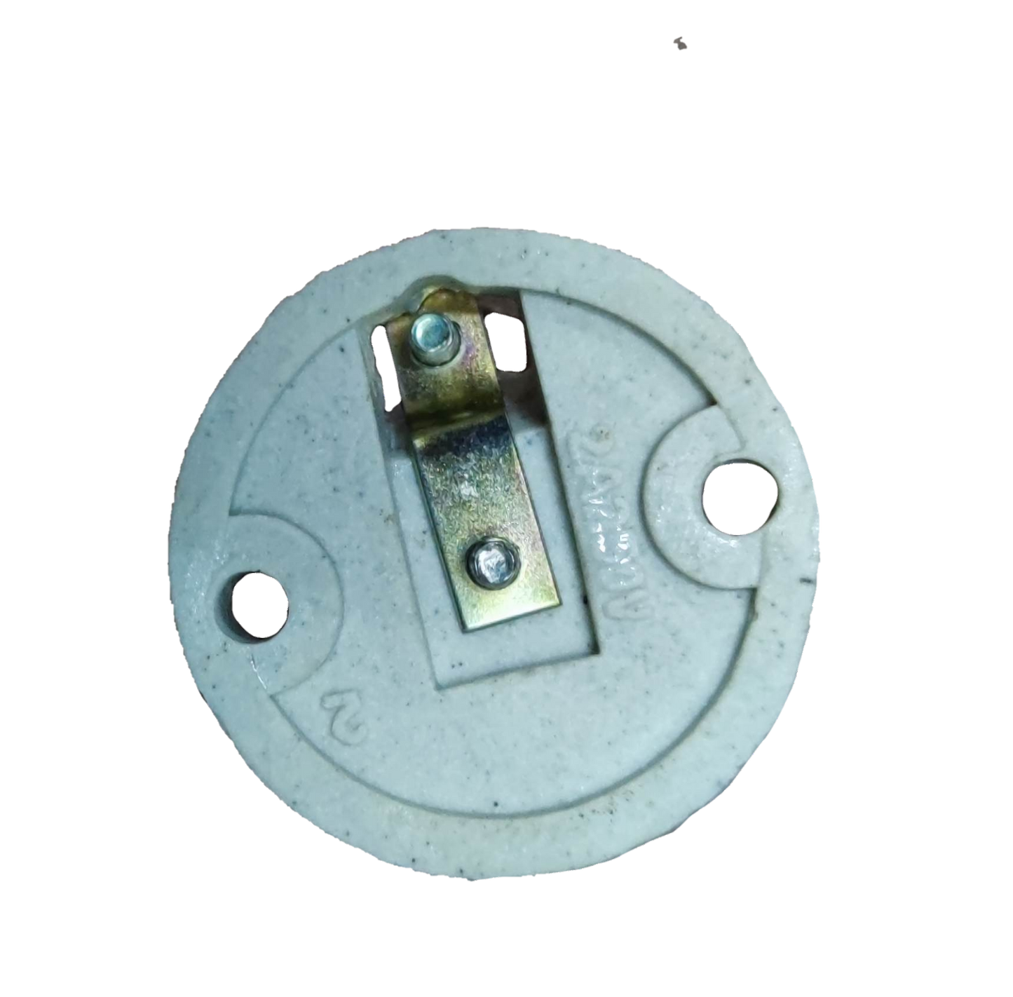 E12 Porcelain Socket Receptacle 2A round white ceramic light socket base with metal contact bracket and two mounting holes