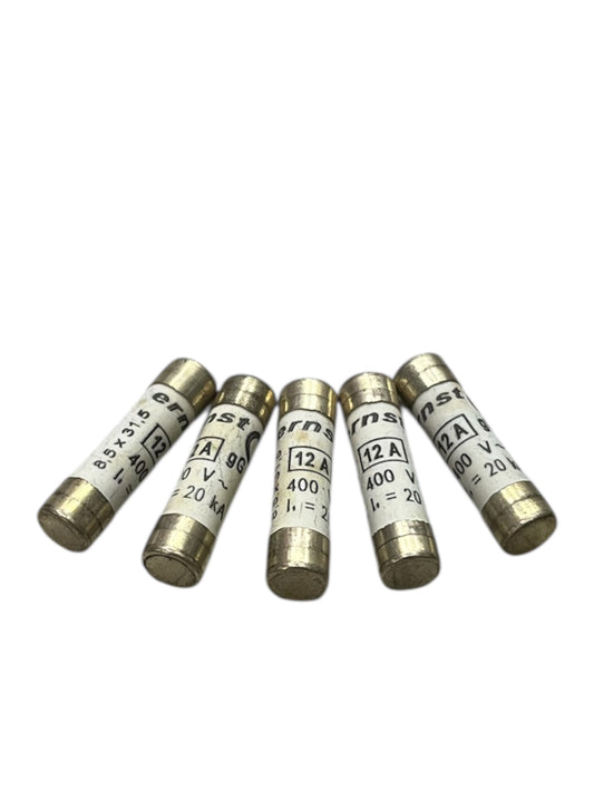China made Ceramic Fuse 12A 400V 8x31mm electrical circuitry parts set of five