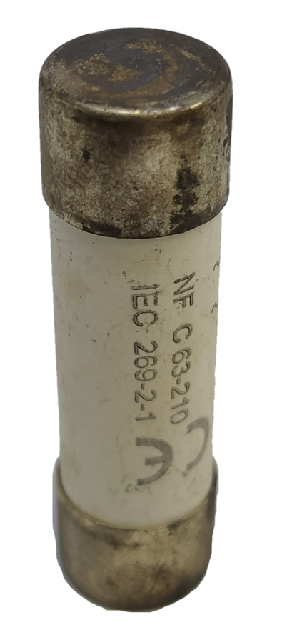 Ceramic Fuse 20A 14x51mm electrical component with metal caps and white ceramic body