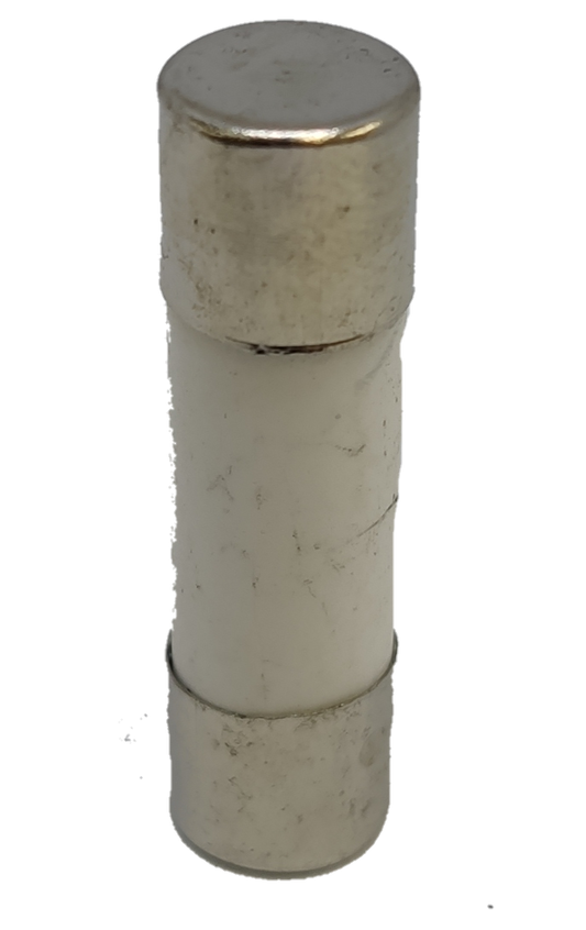 Ceramic Fuse 8A 10x38mm electrical component with metal end caps for circuit protection