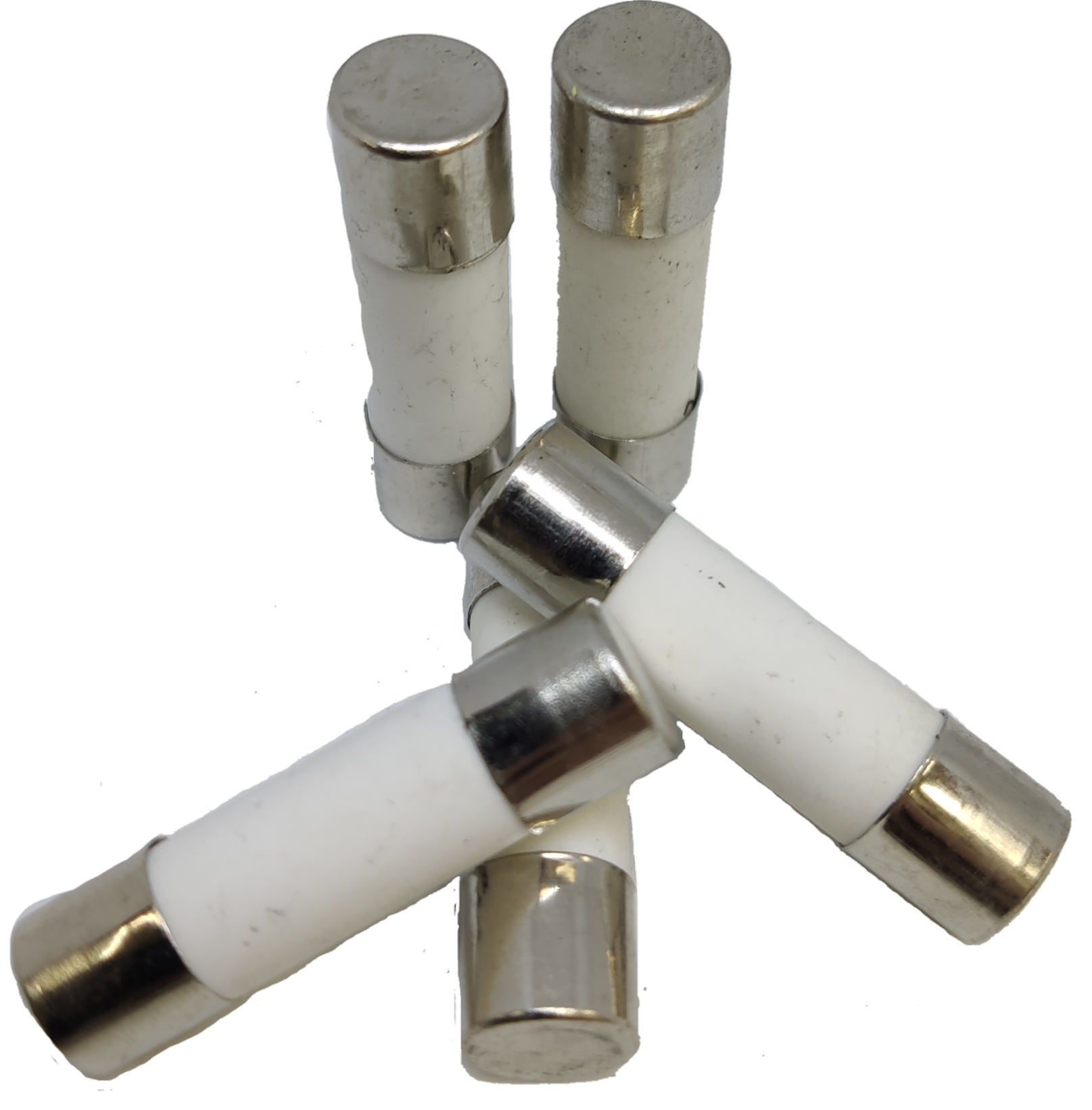 Ceramic Fuse 8A 10x38mm electrical components with white ceramic body and metal end caps