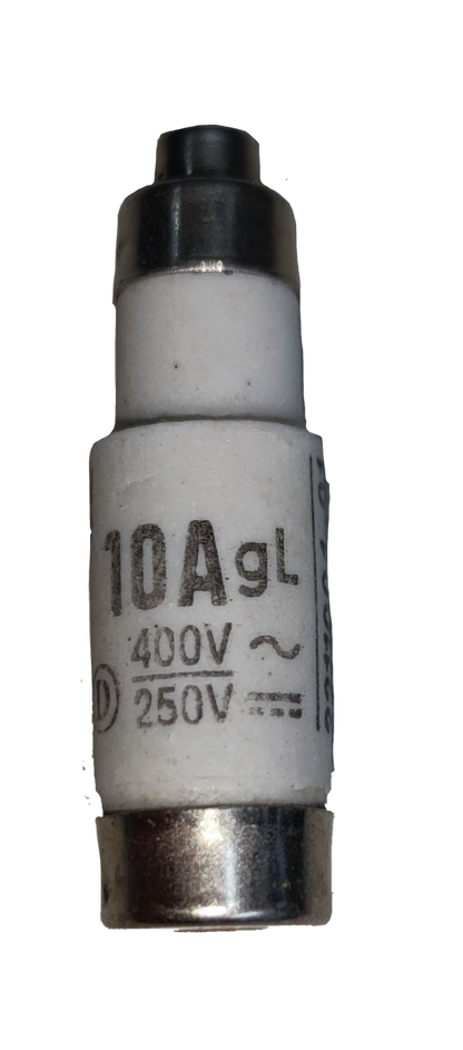 Ceramic Fuse D01 10A 400V electrical component for circuit protection with metal end caps