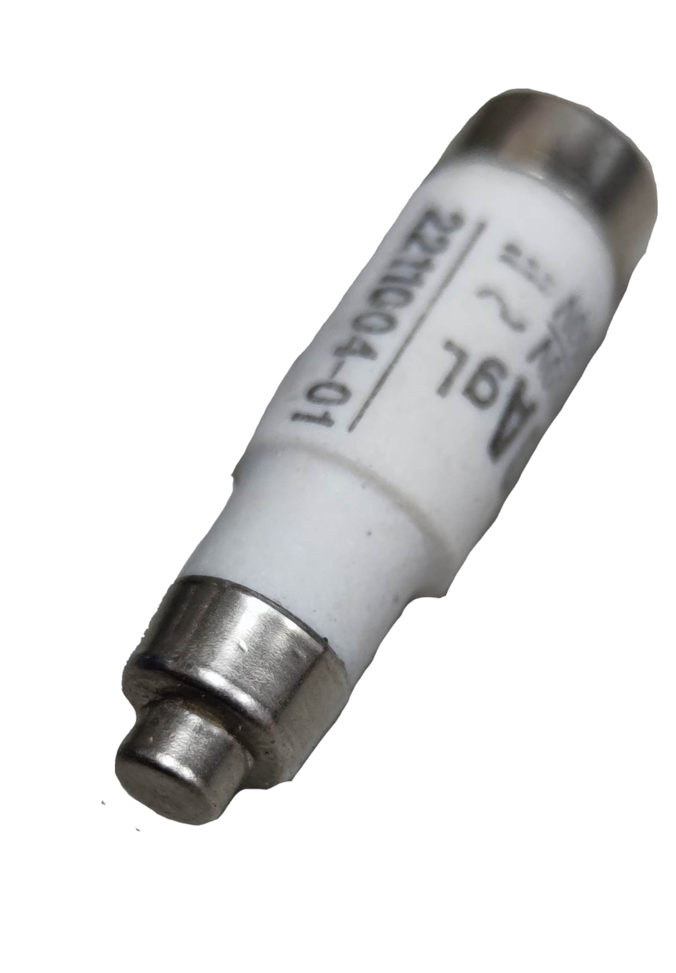 Ceramic Fuse D01 10A 400V electrical component with metal end caps for circuit protection