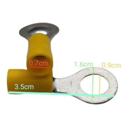 Local Terminal Lugs Ring Type Yellow Insulation 5.5mm (5Pcs + 5Pcs Free) , Ring Terminal Lugs,  Round Terminal Lugs
