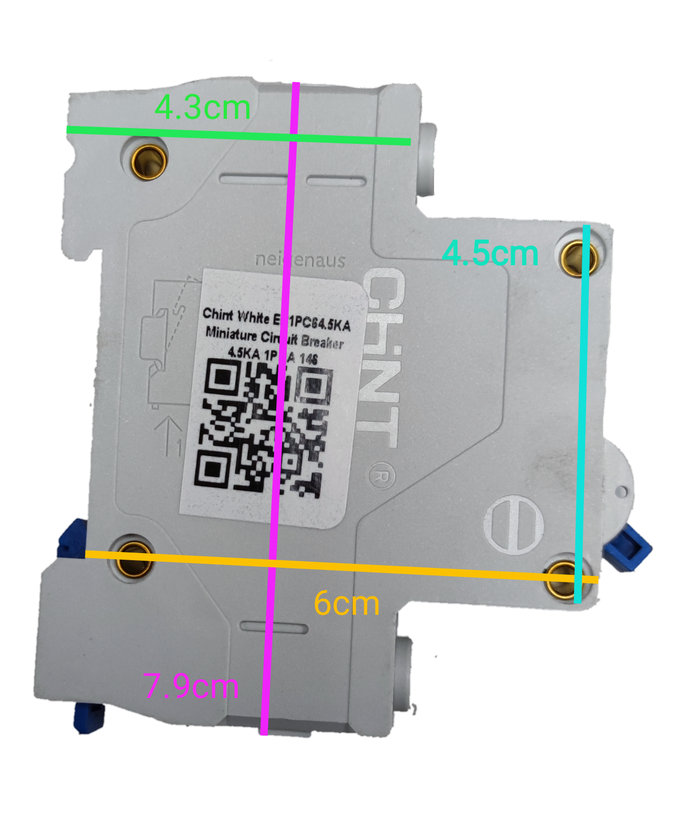 Chint 16A miniature circuit breaker electrical component with measurement markings