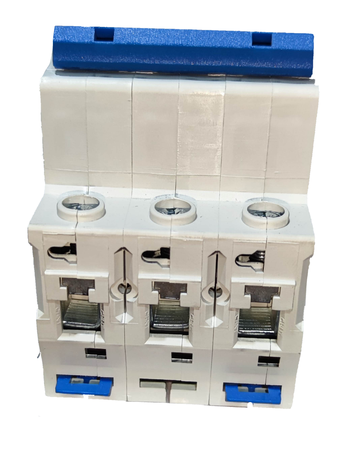 CHINT 20A 3 pole circuit breaker white with blue switches for electrical safety control
