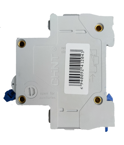 CHINT 25A 2 pole miniature circuit breaker white electrical component with barcode label