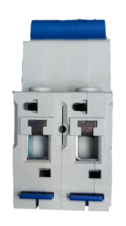 CHINT 25A 2 pole miniature circuit breaker electrical component with white body and blue toggle switches